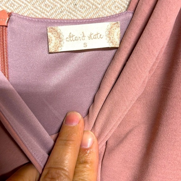 Blush Pink Wrap Mini Dress – Ruffle Hem, Adjustable Waist, Minor Flaw - Picture 6 of 11